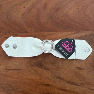 PAPARAZZI White Faux Leather Bracelet